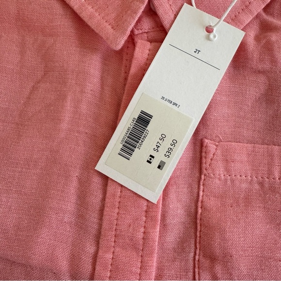Janie and Jack Pink Roll Cuff Oxford Dress Shirt Button Up Toddler Boy 2T NWT - Picture 5 of 6